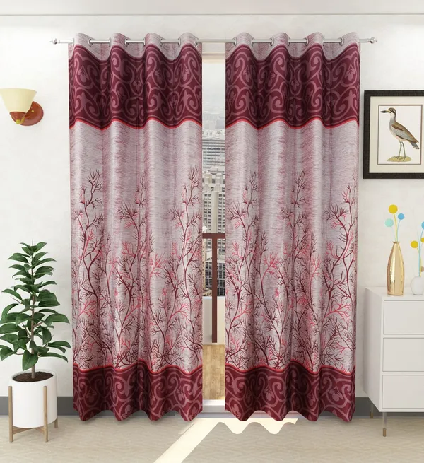 Maroon_Printed_Polyester_Semi_Transparent_Door_Curtain(Pack_Of_2)