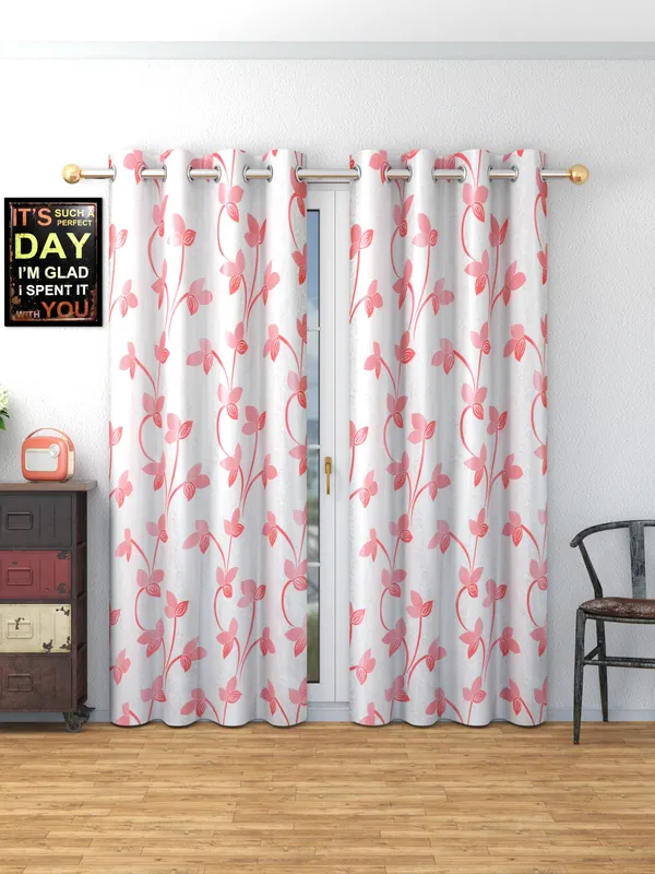 Pink_Polyester_Eyelet__Designer_Print_curtains_Pack_of_2