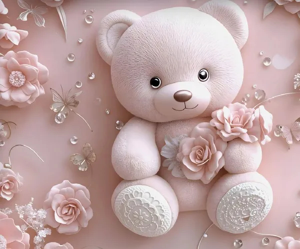 Pink_7D_Teddy_Digital_Glace_Cotton__King_Size_Flat_Double_Bedsheet_(Size_Bedsheet_90x100_inch_with_2_Pillow_cover)