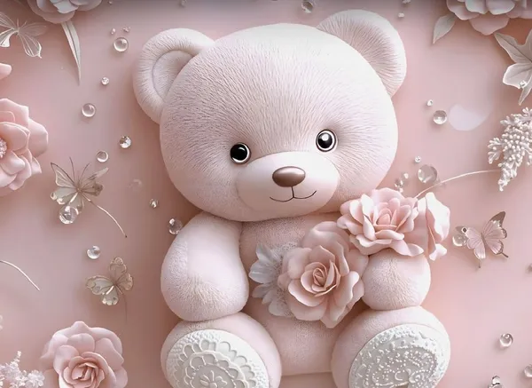 Pink_7D_Teddy_Digital_Glace_Cotton__King_Size_Flat_Double_Bedsheet_(Size_Bedsheet_90x100_inch_with_2_Pillow_cover)