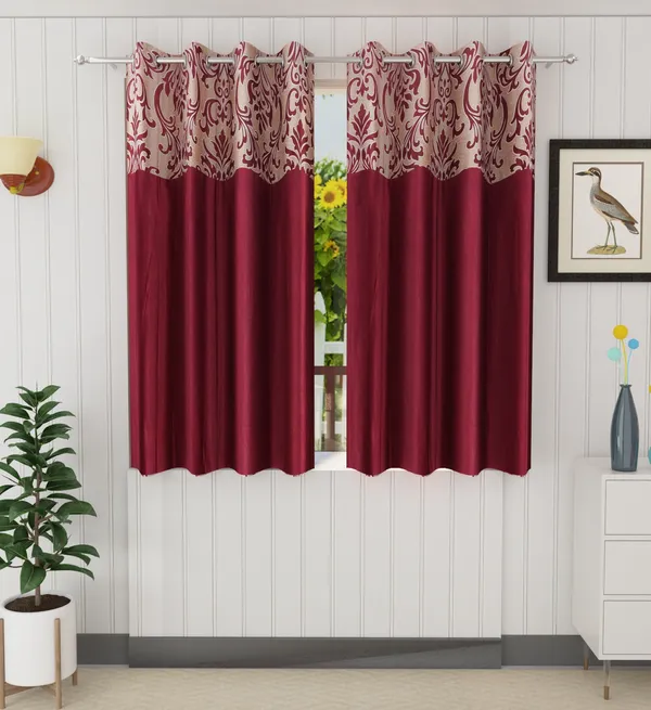 Maroon_Polyester_Printed_Patch_Work_Design_Curtains_Pack_Of_2
