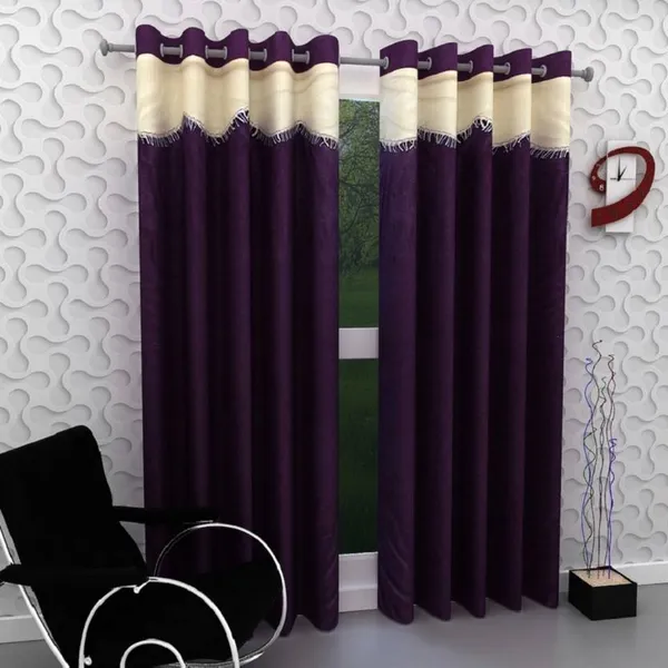 Purple_Polyester_Eyelet_Solid_Plain_Frill_curtains_Pack_of_2
