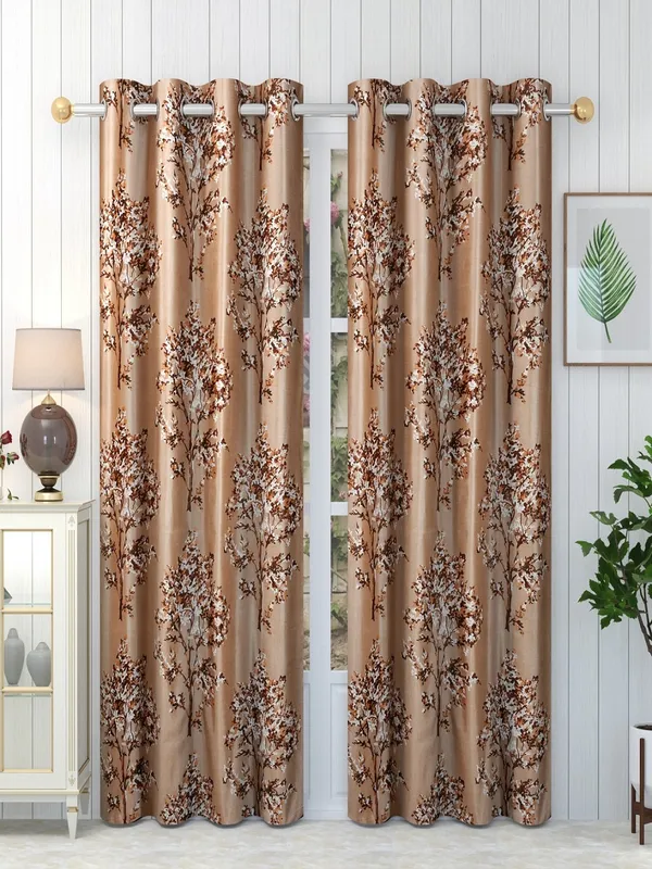 Brown_Polyester_Eyelet__Designer_Print_curtains_Pack_of_2