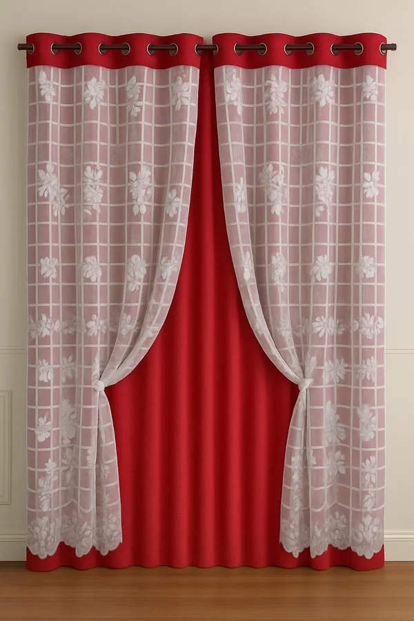 Red_luxury_Double_layer_Curtains_(Self_Design,_Pack_of_2)
