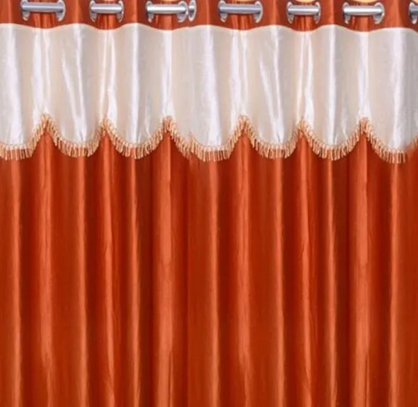 Rust__Polyester_Eyelet_Solid_Plain_Frill_curtains_Pack_of_2