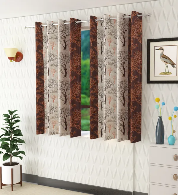 Brown_Polyester_Eyelet__Designer_Print_curtains_Pack_of_2