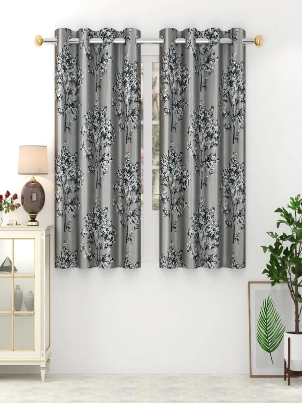 Grey_Polyester_Eyelet__Designer_Print_curtains_Pack_of_2