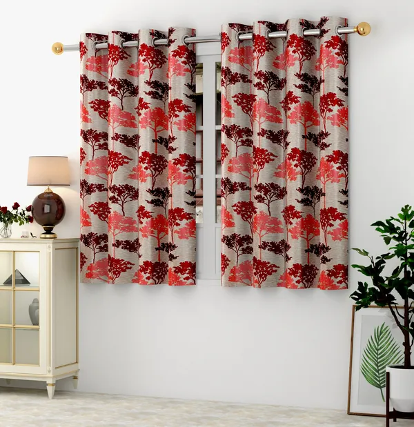 Maroon_Polyester_Eyelet__Designer_Print_curtains_Pack_of_2