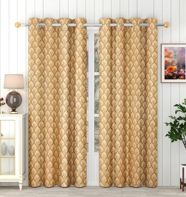Gold_Polyester_Eyelet__Designer_Print_curtains_Pack_of_2