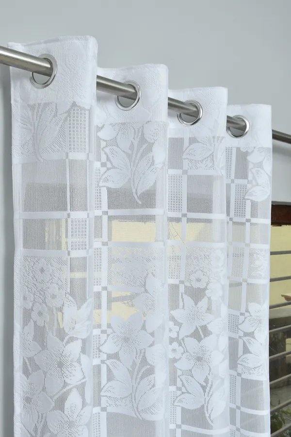 White_Net_Semi_Transparent_Floral_Curtains_(Floral_Design,_Pack_of_2