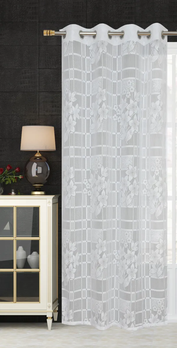 White_Net_Semi_Transparent_Floral_Curtains_(Floral_Design,_Pack_of_2