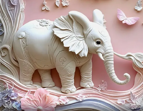 White_7D_Elephant_Digital_Glace_Cotton__King_Size_Flat_Double_Bedsheet_(Size_Bedsheet_90x100_inch_with_2_Pillow_cover)