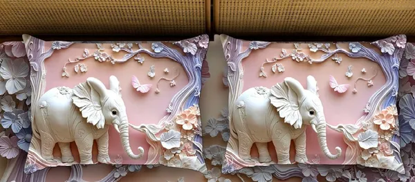 White_7D_Elephant_Digital_Glace_Cotton__King_Size_Flat_Double_Bedsheet_(Size_Bedsheet_90x100_inch_with_2_Pillow_cover)