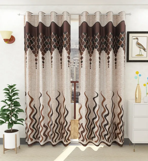Brown_Printed_Polyester_Semi_Transparent_Door_Curtain_(Pack_Of_2)