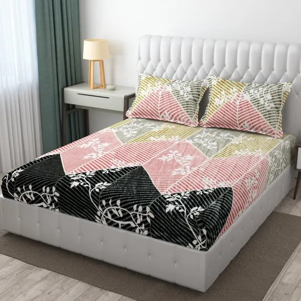 Yellow_Warm_Double_Bed_Woollen_&_Velvet_Fitted_Bedsheet