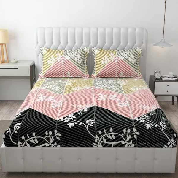 Yellow_Warm_Double_Bed_Woollen_&_Velvet_Fitted_Bedsheet