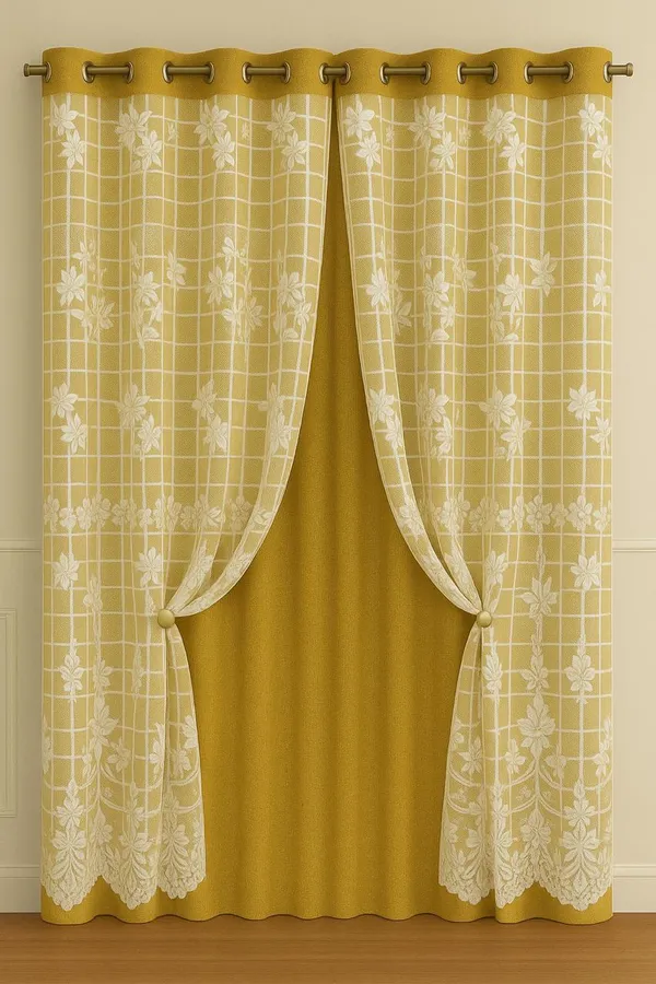 Yellow_luxury_Double_layer_Curtains_(Self_Design,_Pack_of_2)