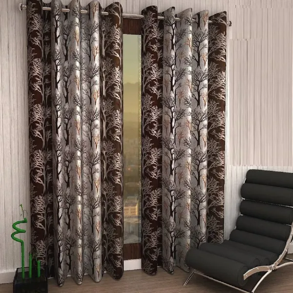 Brown_Polyester_Eyelet__Designer_Print_curtains_Pack_of_2