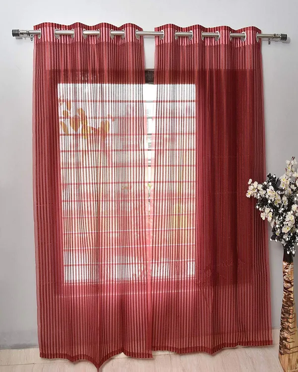 Maroon_Net_Semi_Transparent_tissue_Curtain_(Self_Design,_Tissue)_Pack_of_2