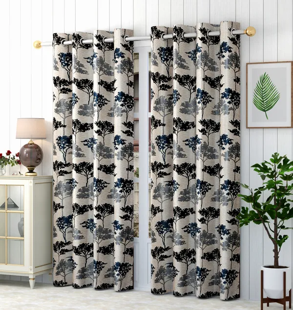 Black_Polyester_Eyelet__Designer_Print_curtains_Pack_of_2