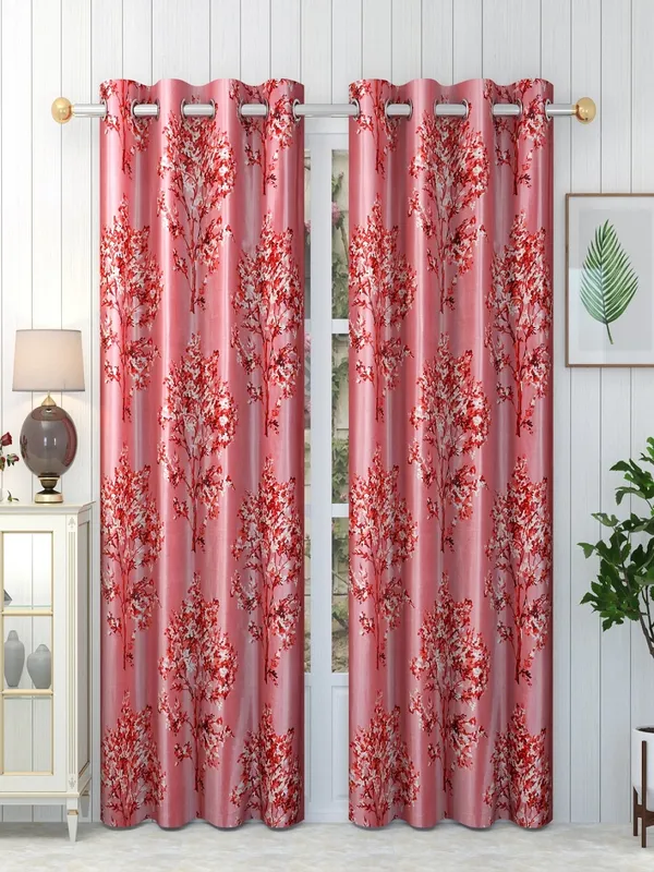 Maroon_Polyester_Eyelet__Designer_Print_curtains_Pack_of_2