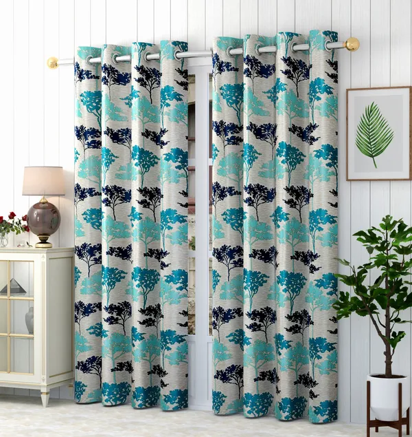 Aqua_Polyester_Eyelet__Designer_Print_curtains_Pack_of_2