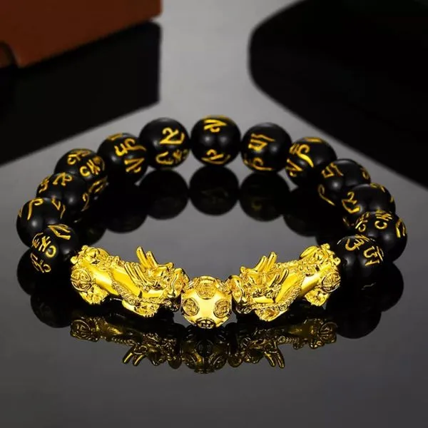 Natural_Black_Obsidian_Gold_Plated_Double_Pixiu_Wealth_Bracelet