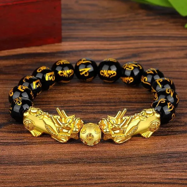 Natural_Black_Obsidian_Gold_Plated_Double_Pixiu_Wealth_Bracelet