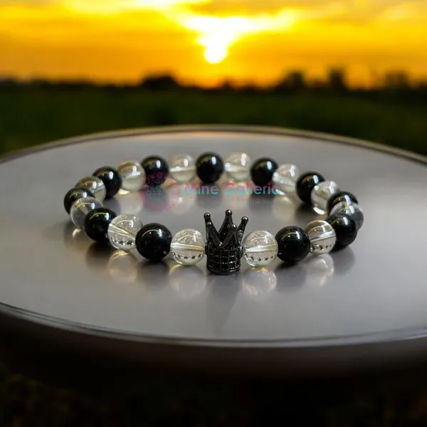 Embrace_Your_Inner_Royalty_Black_Tourmaline_&_Clear_Quartz_Crown_Bracelet.