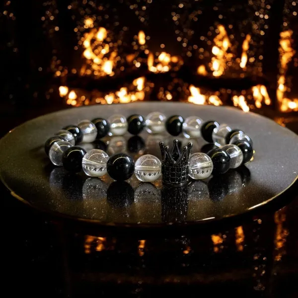 Embrace_Your_Inner_Royalty_Black_Tourmaline_&_Clear_Quartz_Crown_Bracelet.