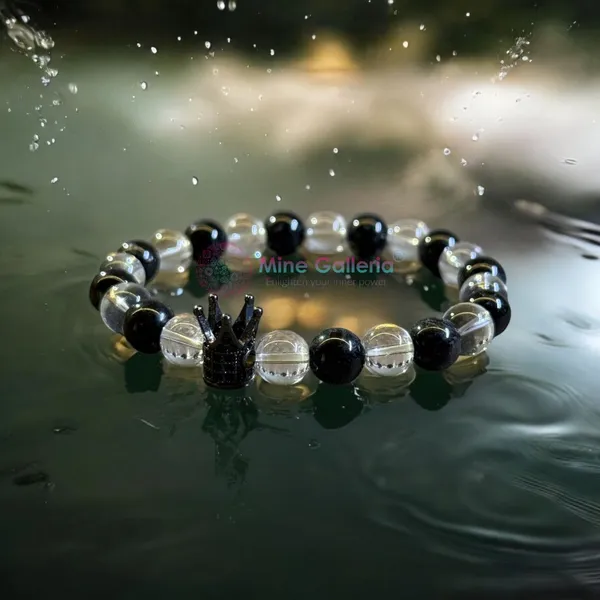 Embrace_Your_Inner_Royalty_Black_Tourmaline_&_Clear_Quartz_Crown_Bracelet.