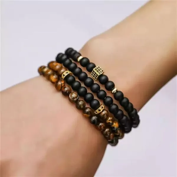 Tiger_Eye_&_Matt_Agate_4_Pc_Set_Charm_Bracelet