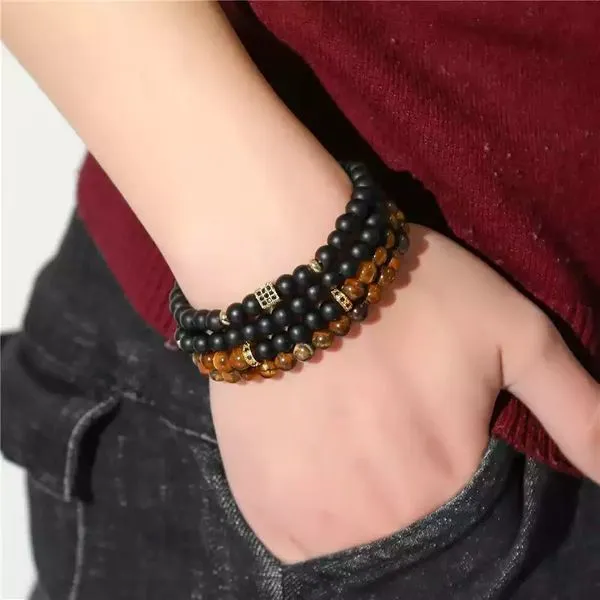Tiger_Eye_&_Matt_Agate_4_Pc_Set_Charm_Bracelet