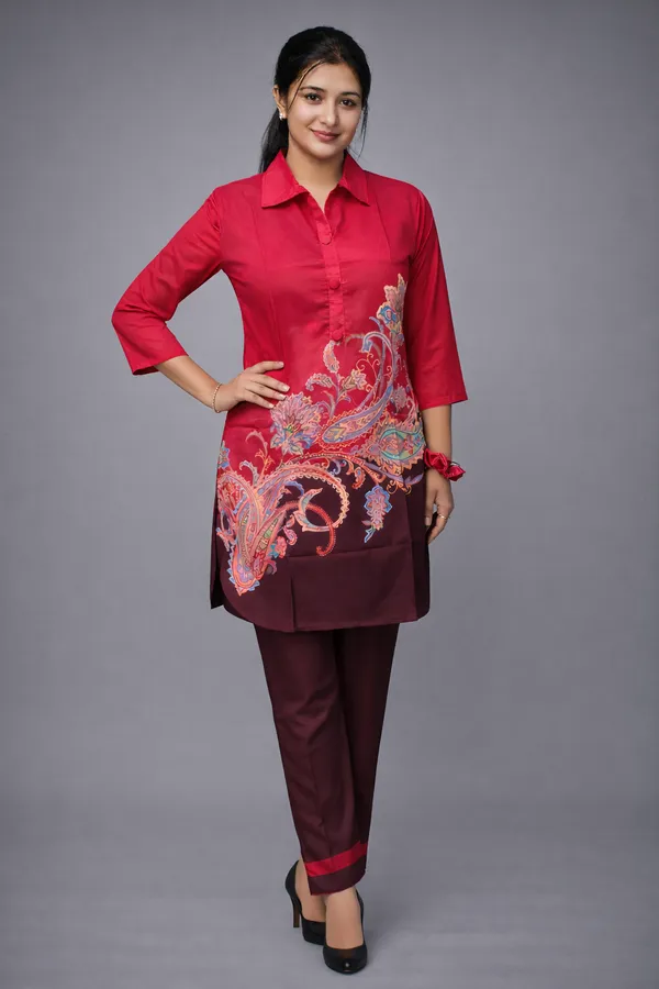 Ruby_Wine_Elegance_Rayon_Co-Ord_Set_with_Free_Matching_Scrunchies