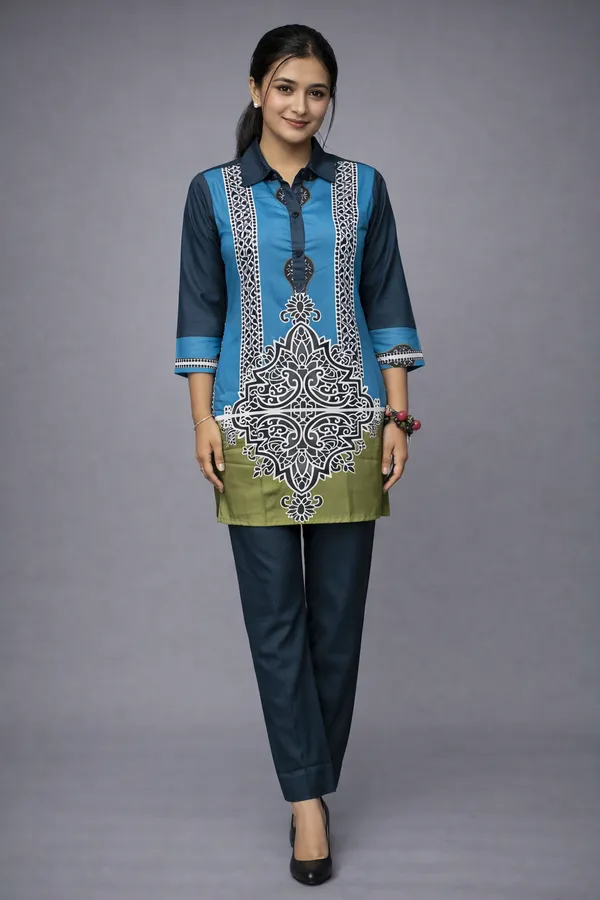 Azure_Navy_Classic_Rayon_Co-Ord_Set_with_Free_Matching_Scrunchies