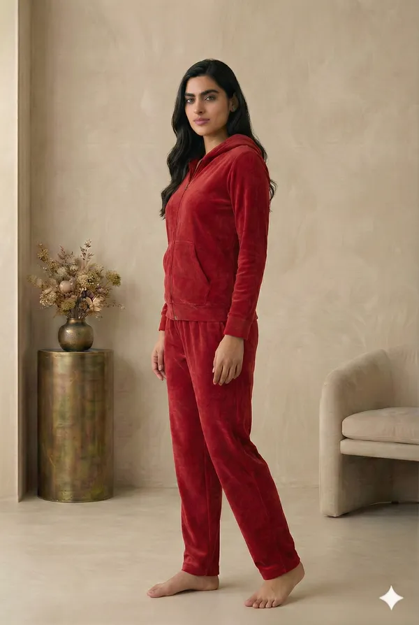 Zameeni_Gulab(Red)_Valvet_Hoody