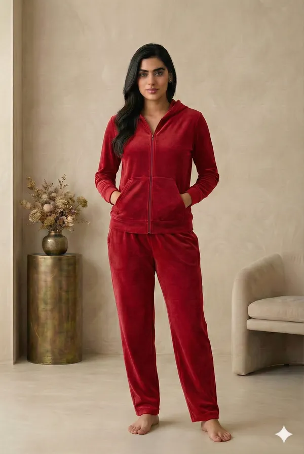 Zameeni_Gulab(Red)_Valvet_Hoody
