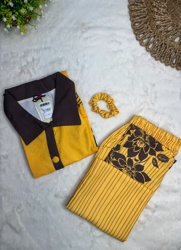 Sunflower_Charm_Rayon_Co-Ord_Set_with_Free_Matching_Scrunchies