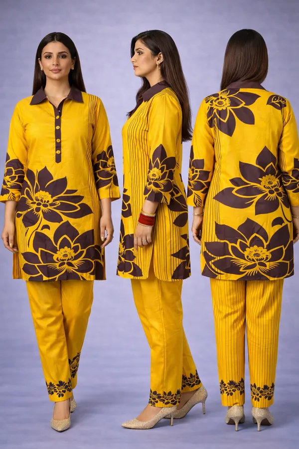 Sunflower_Charm_Rayon_Co-Ord_Set_with_Free_Matching_Scrunchies