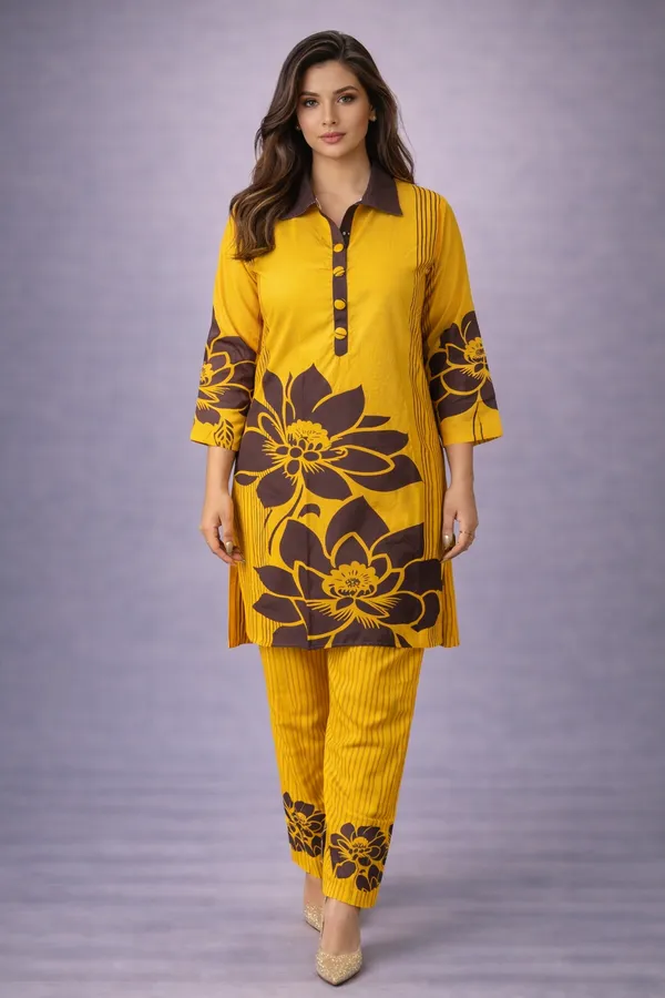 Sunflower_Charm_Rayon_Co-Ord_Set_with_Free_Matching_Scrunchies
