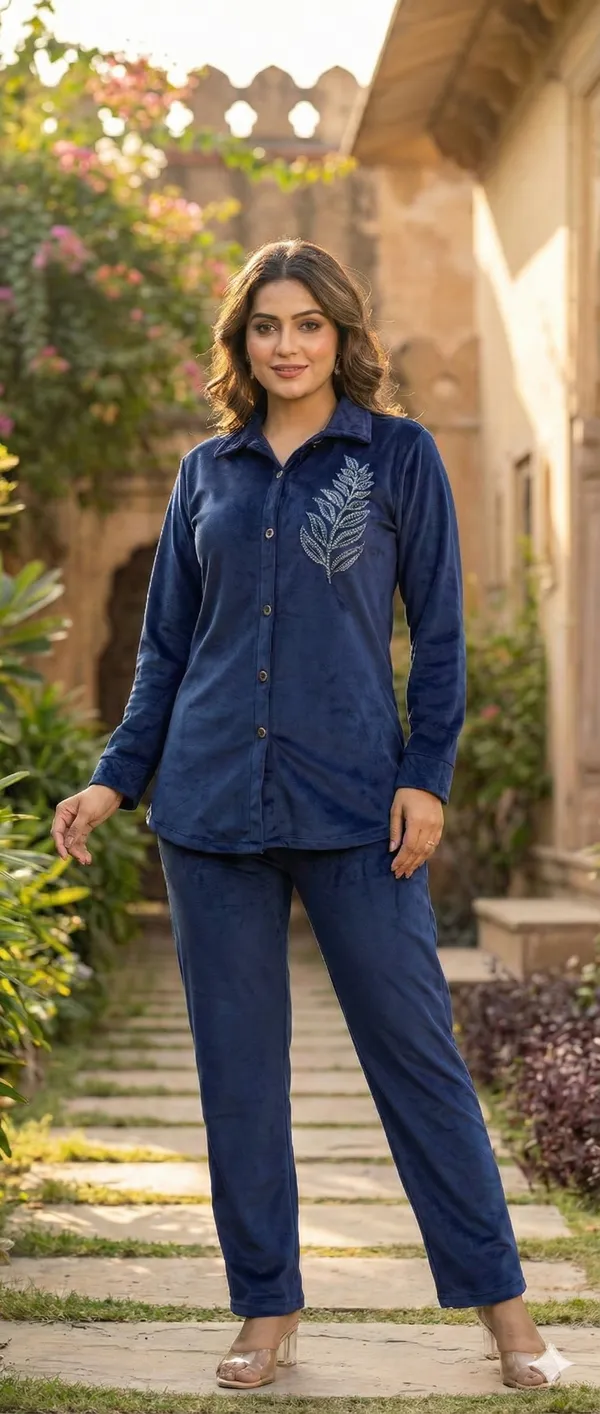 Twilight_Blue(NAVY_BLUE)_Valvet_HANDWORK_COORD_SET