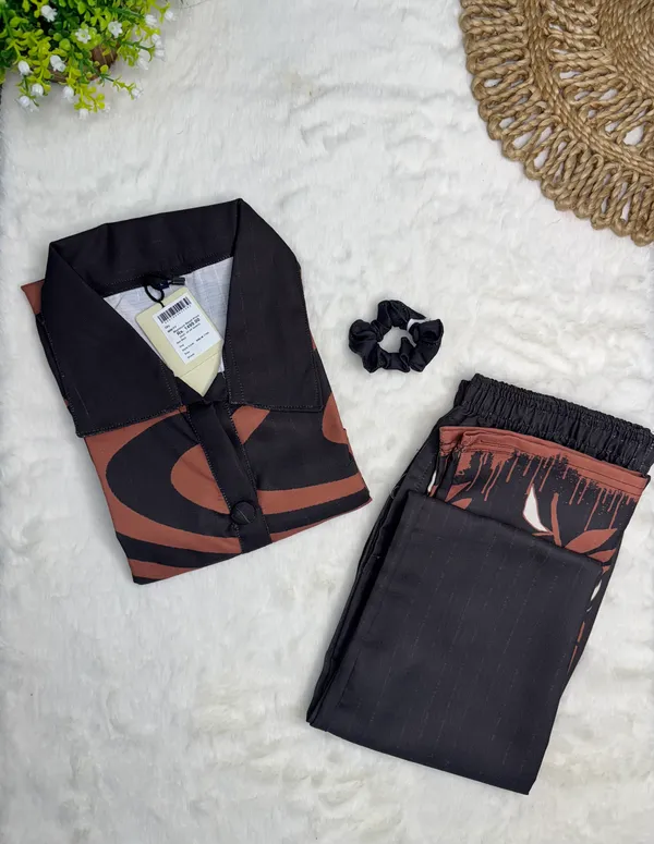 Burnt_Sienna_Rayon_Co-Ord_Set_with_Free_Scrunchies