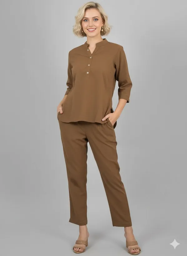 Brown_Cotton_Co-Ord_Set__For_Women