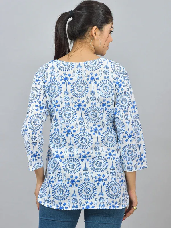 Blue_Cotton_Premium_Short_Kurti_For_Women_&_Girls