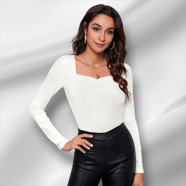 White_Rib_Cotton_Premium_Full_Sleeve_Top_For_Women_&_Girls
