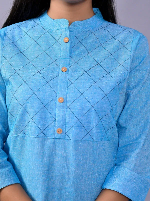 Sky_Blue_Khadi_Cotton_Premium_Kurti_For_Women_&_Girls