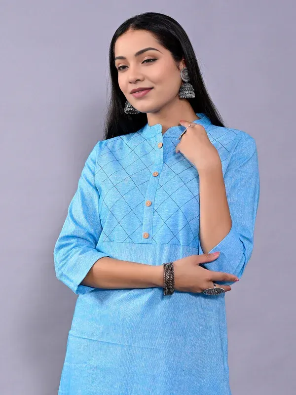 Sky_Blue_Khadi_Cotton_Premium_Kurti_For_Women_&_Girls