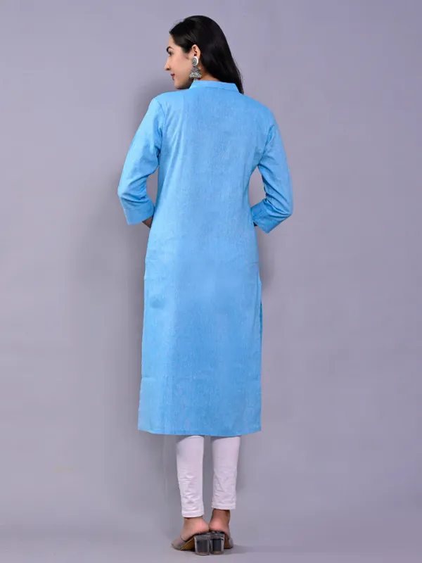 Sky_Blue_Khadi_Cotton_Premium_Kurti_For_Women_&_Girls