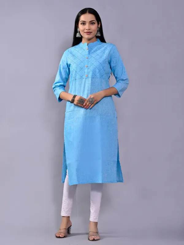 Sky_Blue_Khadi_Cotton_Premium_Kurti_For_Women_&_Girls