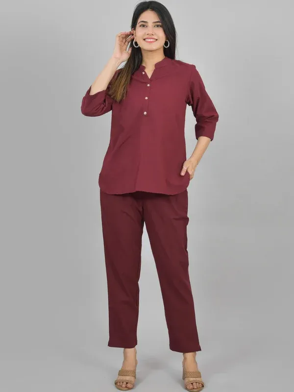 Maroon_Cotton_Co-Ord_Set__For_Women